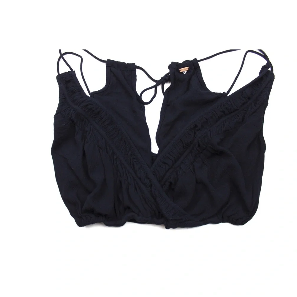FREE PEOPLE Deep V Loose Fitting Bralette Top w/ Beads on strings - Picture 4 of 9